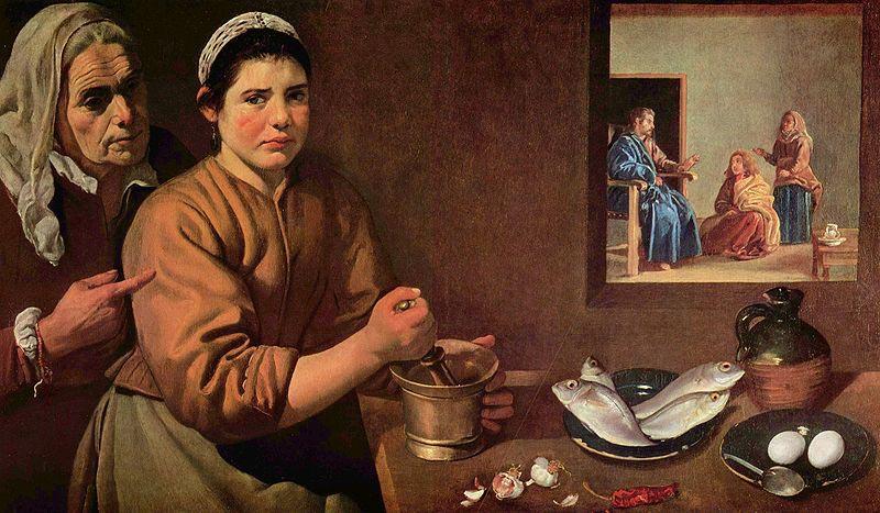 Diego Velazquez Christus im Hause von Martha und Maria oil painting image